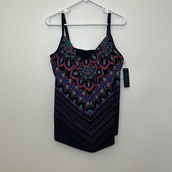 Tankini Top Nero A Balze Con Spalline Sottili Aqua Green Taglie Varie